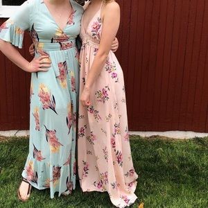 pink floral halter maxi dress